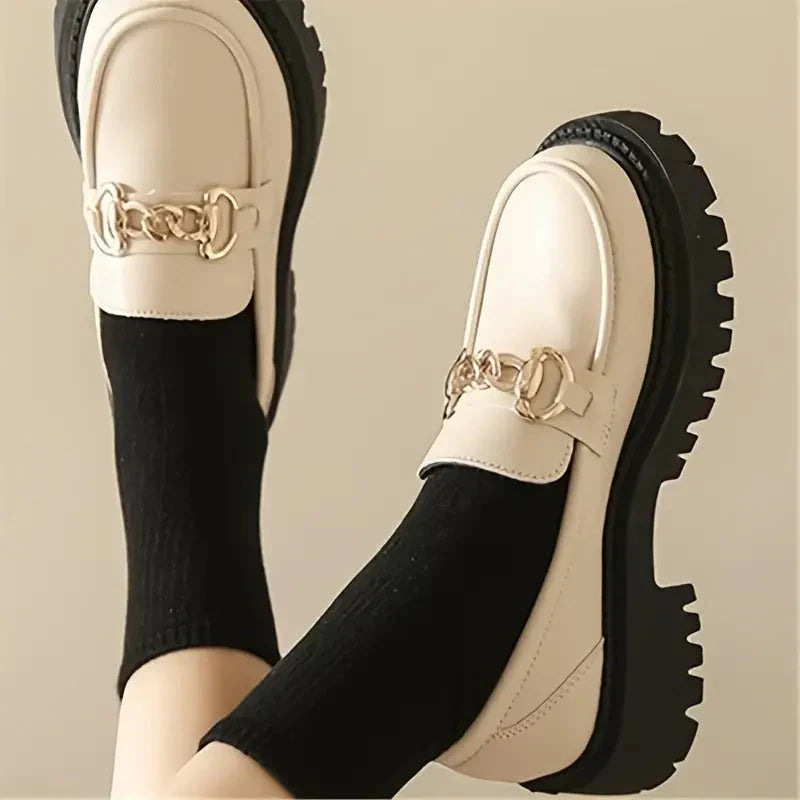Women’s Patent Chain Detail Chunky Sole Loafers