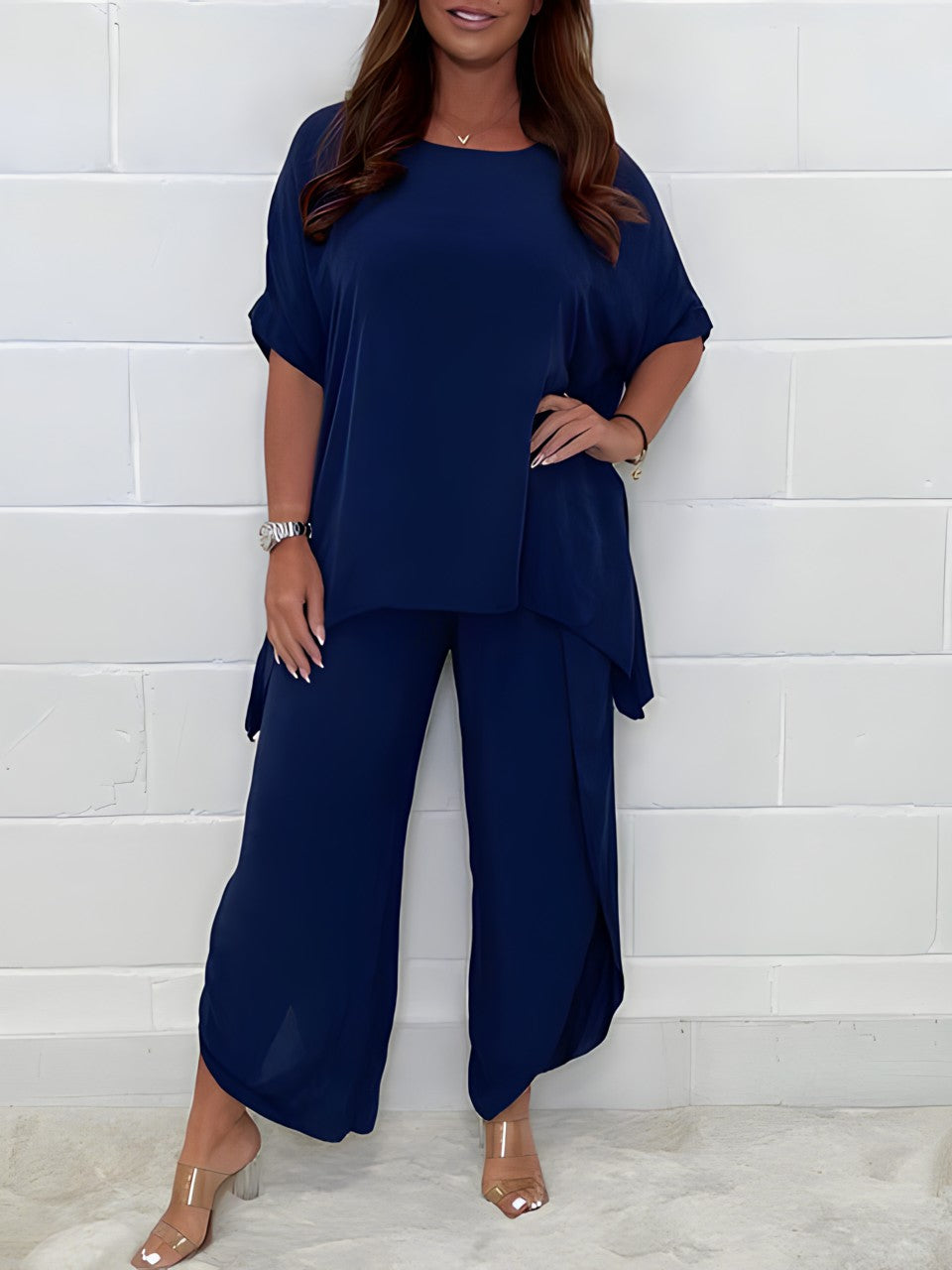 Σετ Γυναικείο Φαρδύ Παντελόνι Lounge Oversized με Συντονισμένο Τοπ