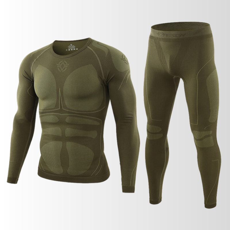 Men’s Thermal Base Layer Set – Breathable Long-Sleeve Compression Top and Leggings for Winter Sports Training and Cold-Weather Wear