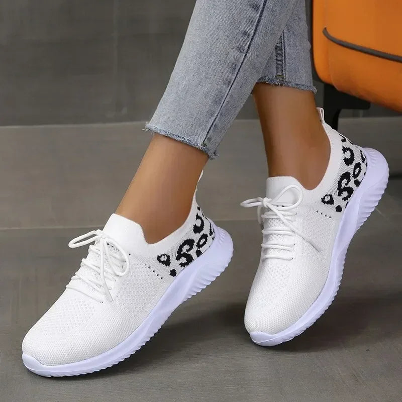 Women’s Knit Slip-On Sneakers Printed Heel Detail