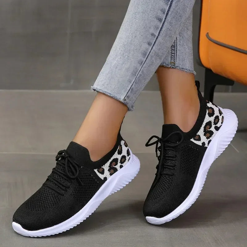 Women’s Knit Slip-On Sneakers Printed Heel Detail