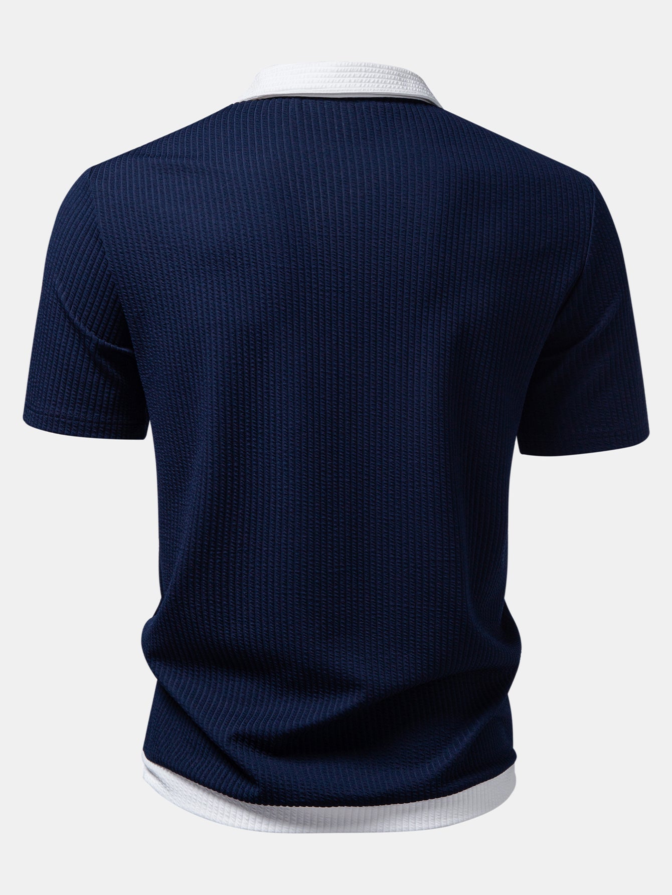 Men’s Stretch Ribbed Shirt and Straight-Leg Trouser Set for Smart Casual Wear