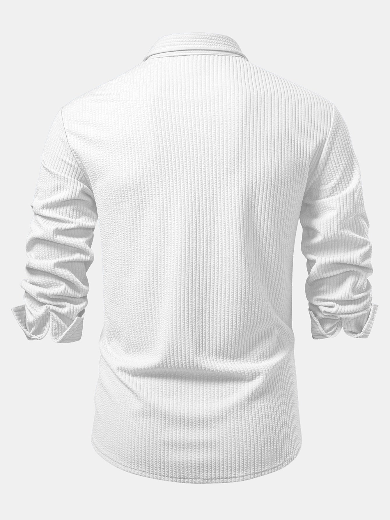 Men’s Sculpted Ribbed Stretch Shirt – Muscle Fit Button-Up for Smart Casual Wear