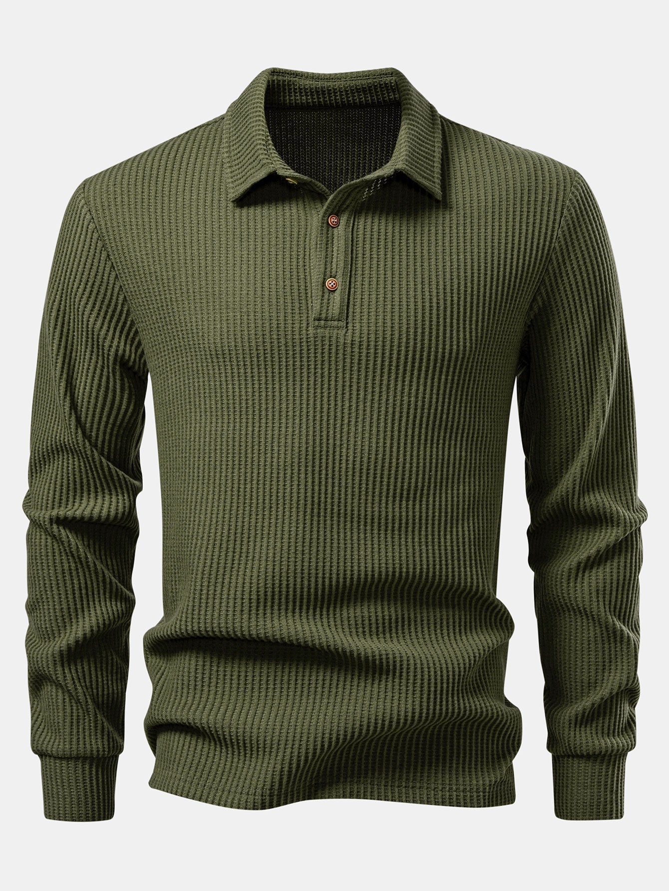 Pánské polo tričko s dlouhými rukávy a vaflovou strukturou – texturovaná vrstva ve stylu smart casual