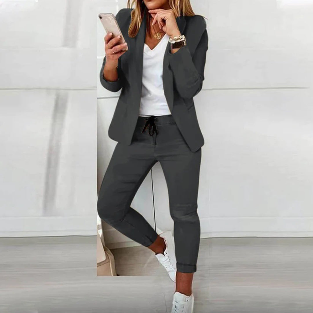 Women’s Blazer and Jogger Co-Ord Set – Relaxed Two-Piece Smart Casual Outfit