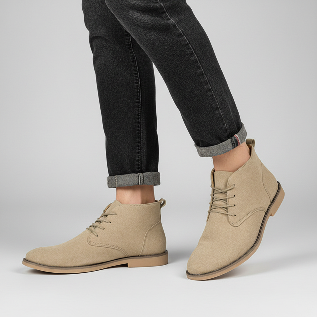 Herre PU Nubuck Chukka-støvler – Smart snørestøvler til daglig brug