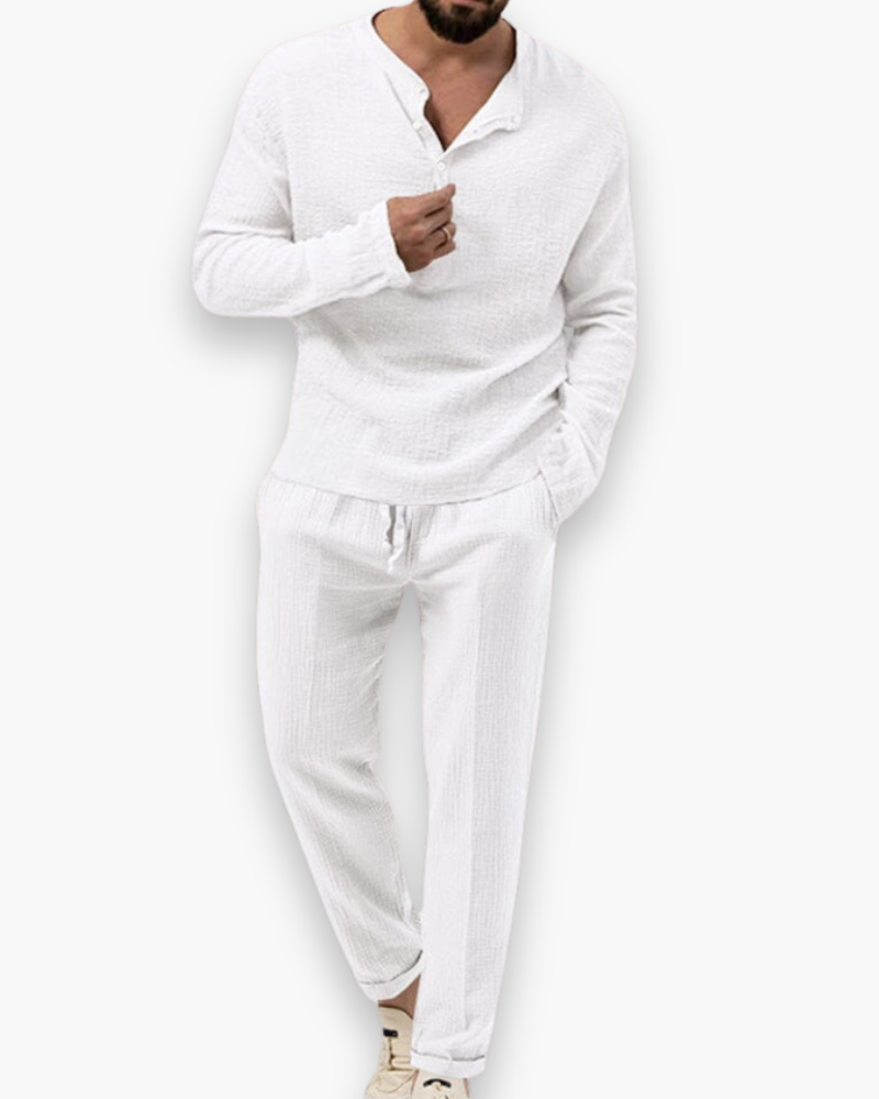 Completo Uomo Smart Casual Due Pezzi Leggero e Traspirante Top e Pantaloni Estivi Comodi