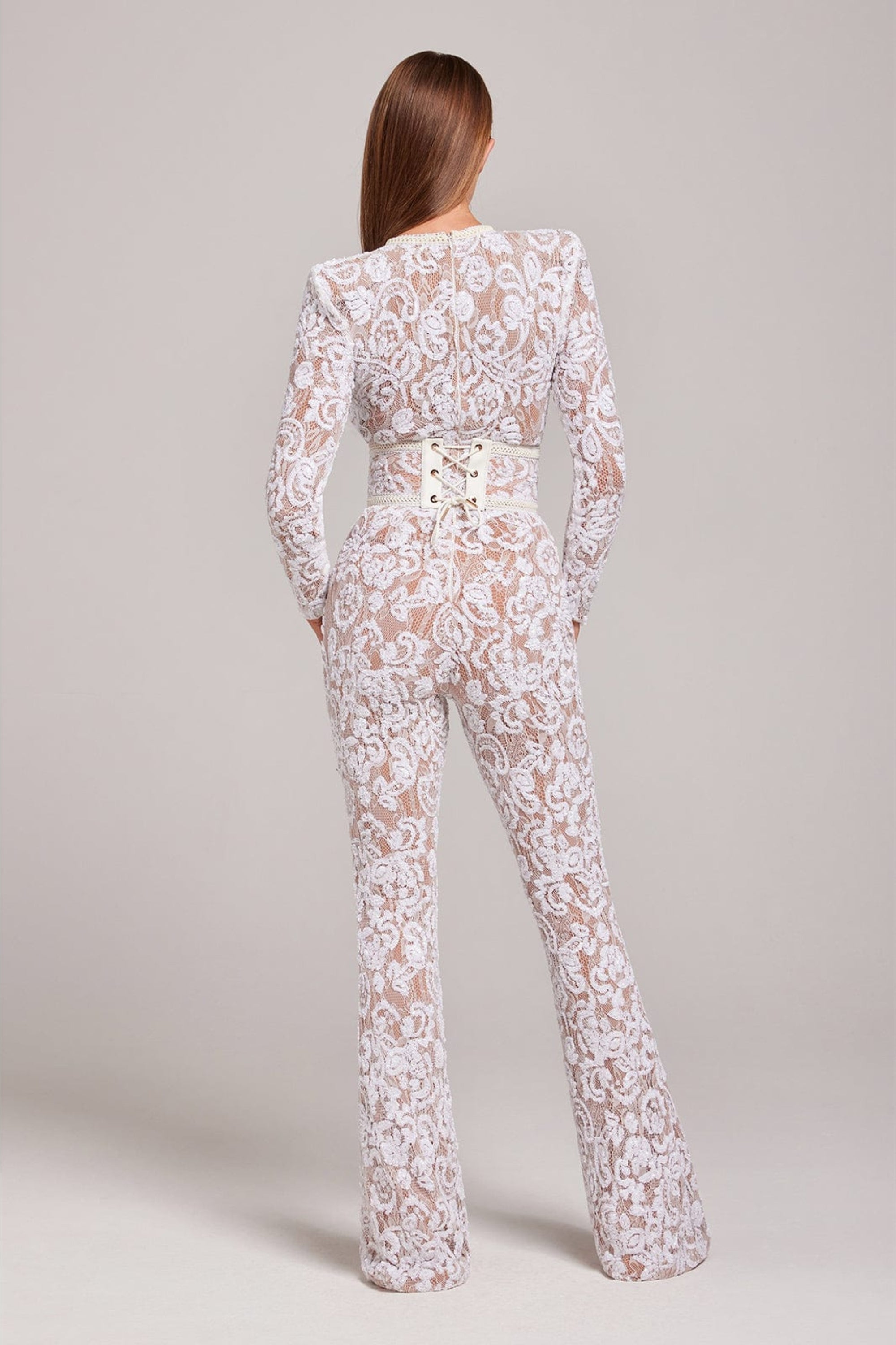 Women’s Sequinned Lace Evening Jumpsuit Long Sleeve Fit