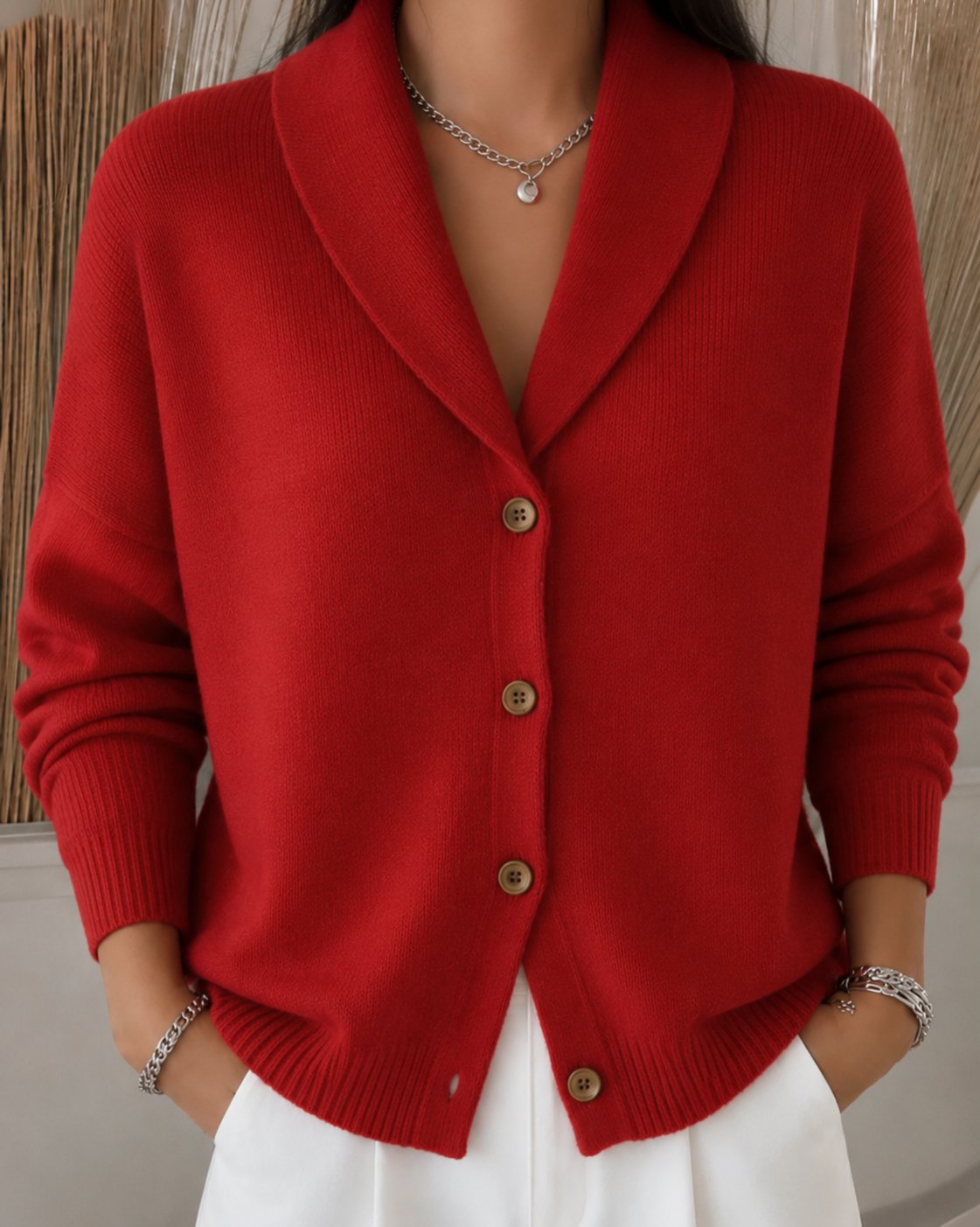 Women’s Relaxed Polo-Collar Cardigan – Lightweight Button-Up Knit for Office and Travel