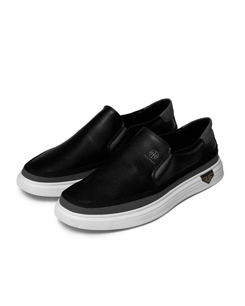 Férfi könnyű bőr slip-on mindennapi kényelmi edzőcipők
