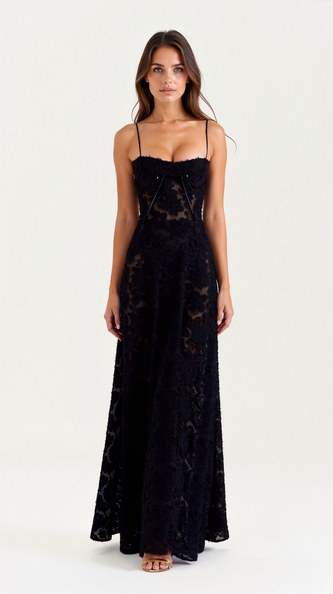 Women’s Lace Bustier Maxi Dress – Corset Gown for Weddings and Formal Events
