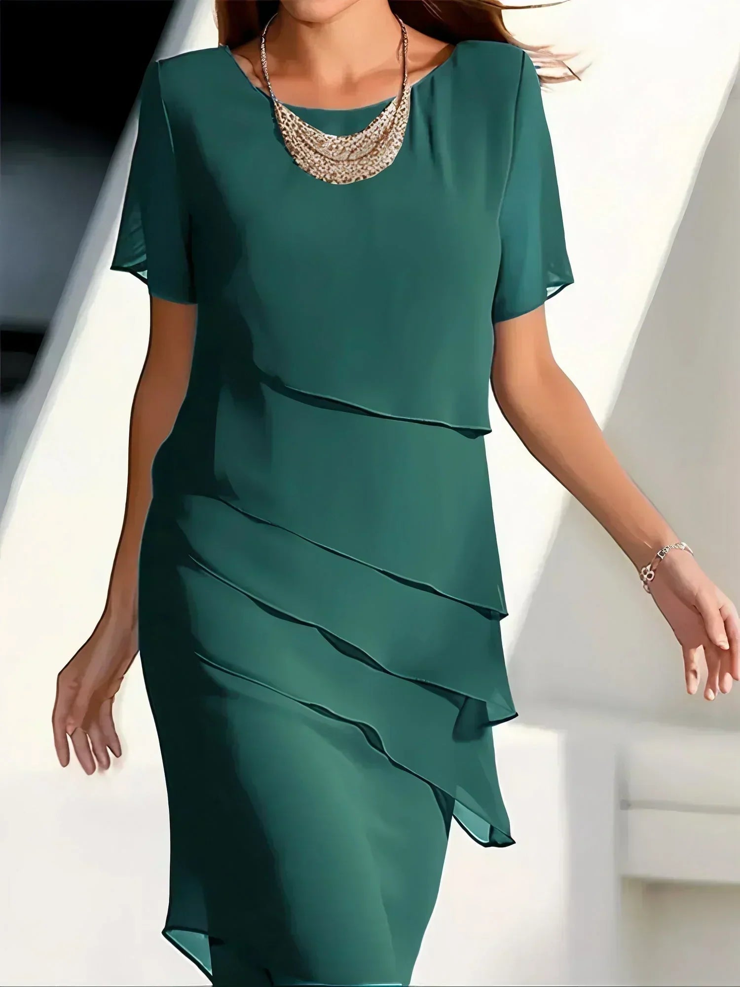 Vestido midi de gasa con capas para mujer Estilo elegante para ocasiones