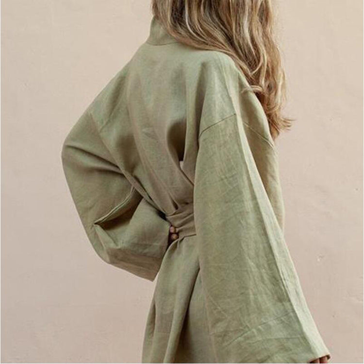 Women’s Kimono Dress Wide Sleeve Belted Mini Fit
