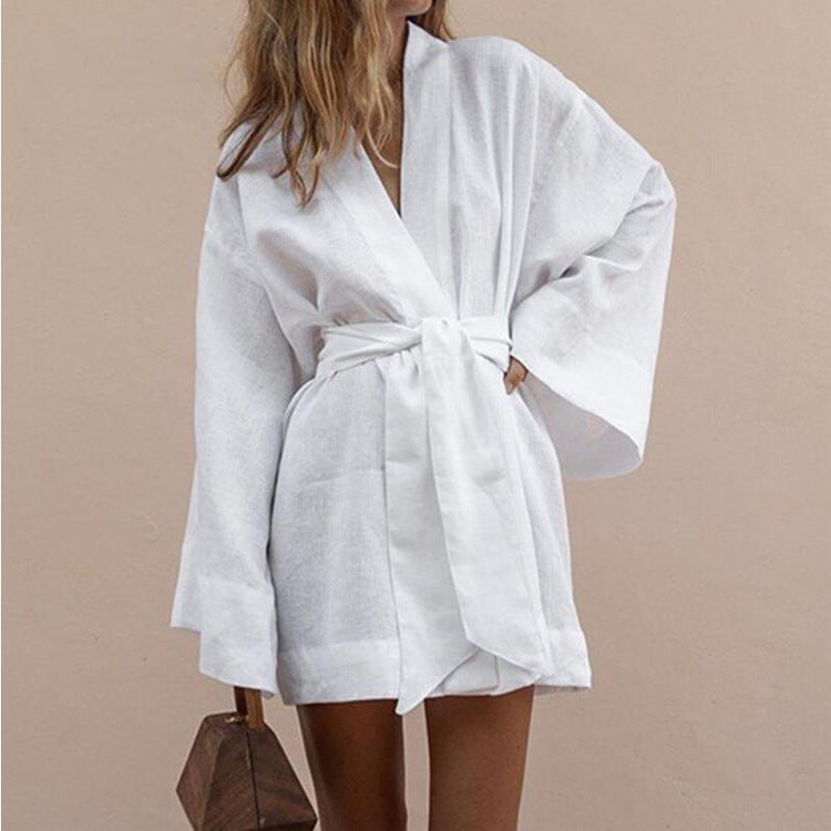 Women’s Kimono Dress Wide Sleeve Belted Mini Fit
