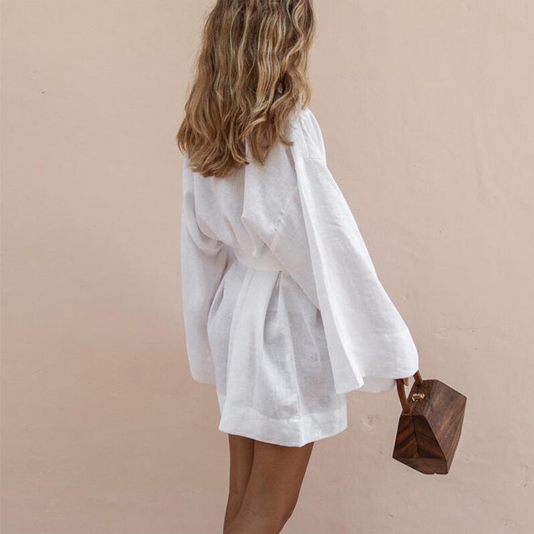 Women’s Kimono Dress Wide Sleeve Belted Mini Fit
