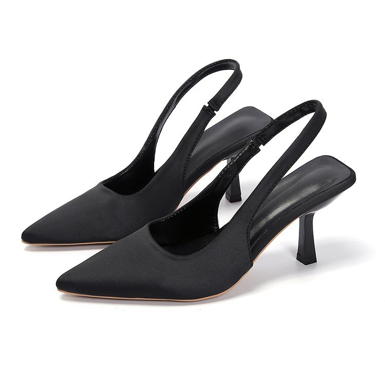 Zapatos de tacón bajo elegantes para mujer con punta y tira trasera