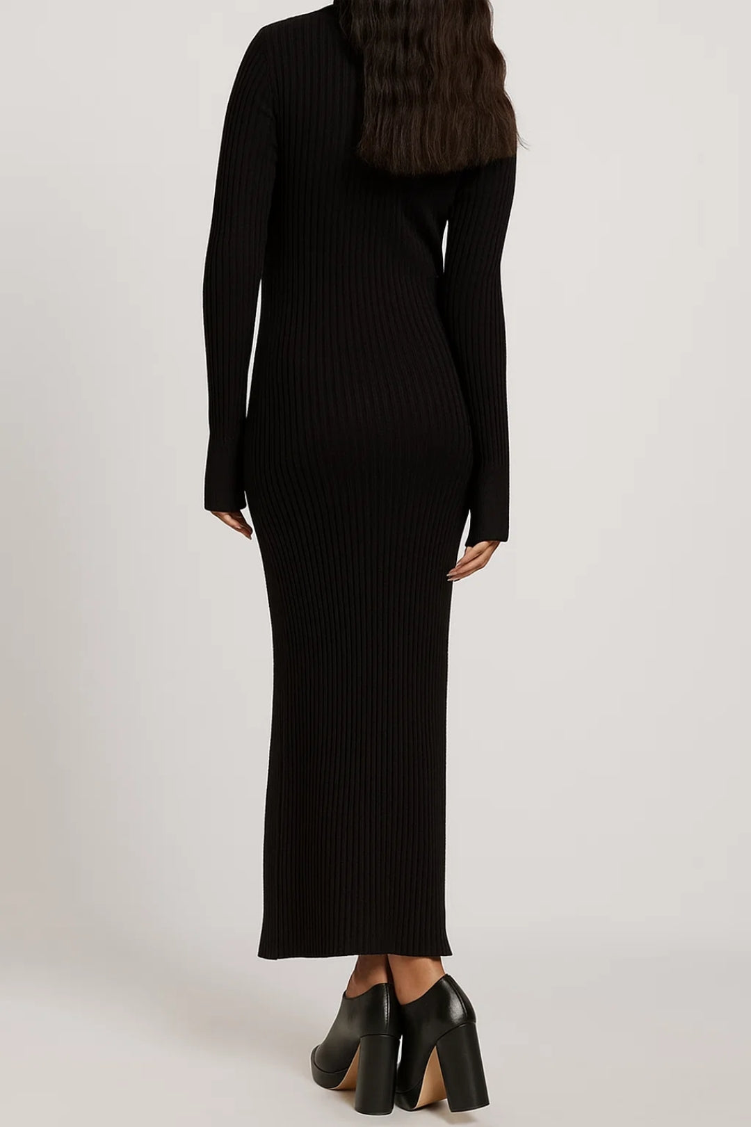 Women’s Dress Ribbed Collared Knit Flared Maxi Shape