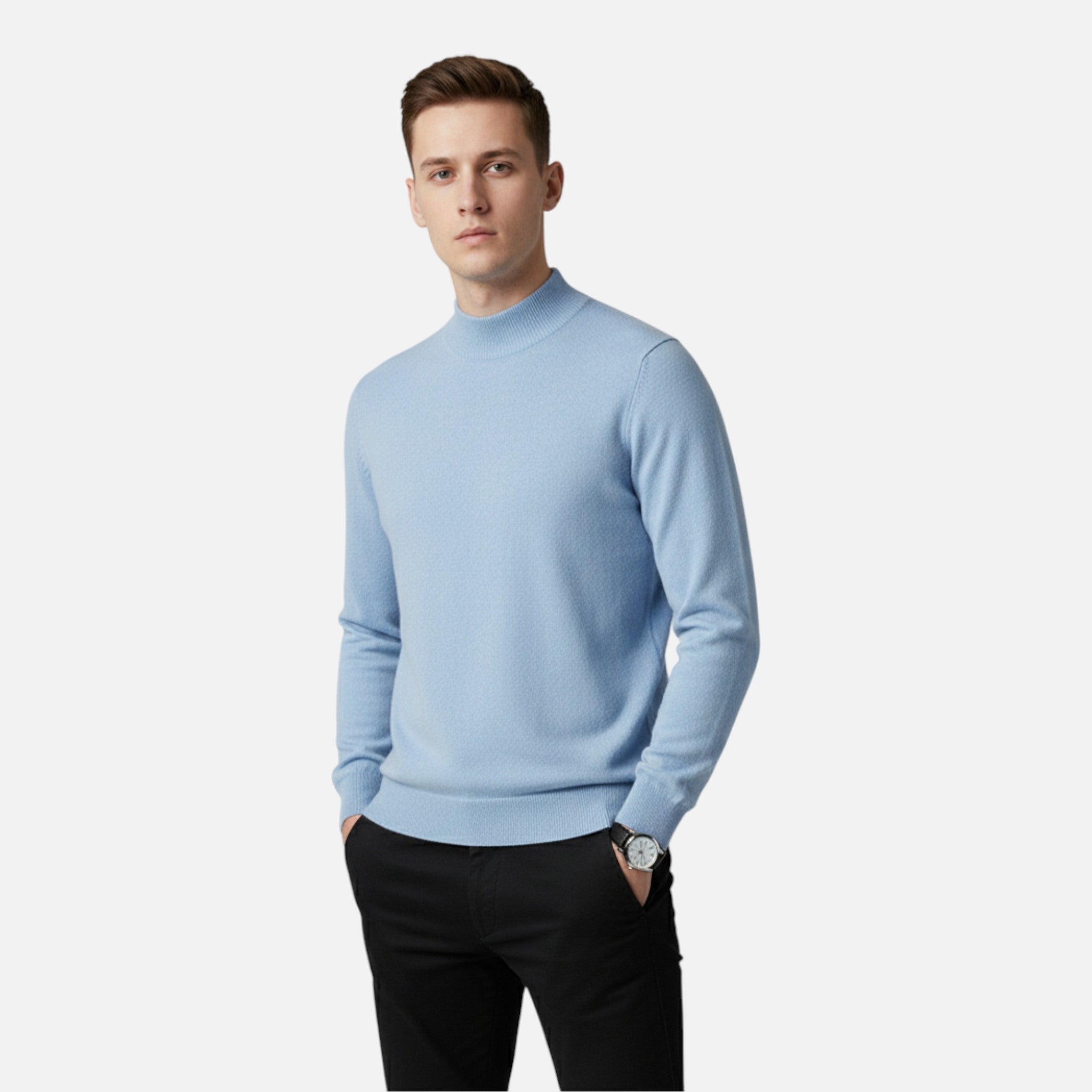 Valmonti | Men’s Pure Wool Half-Turtleneck Sweater