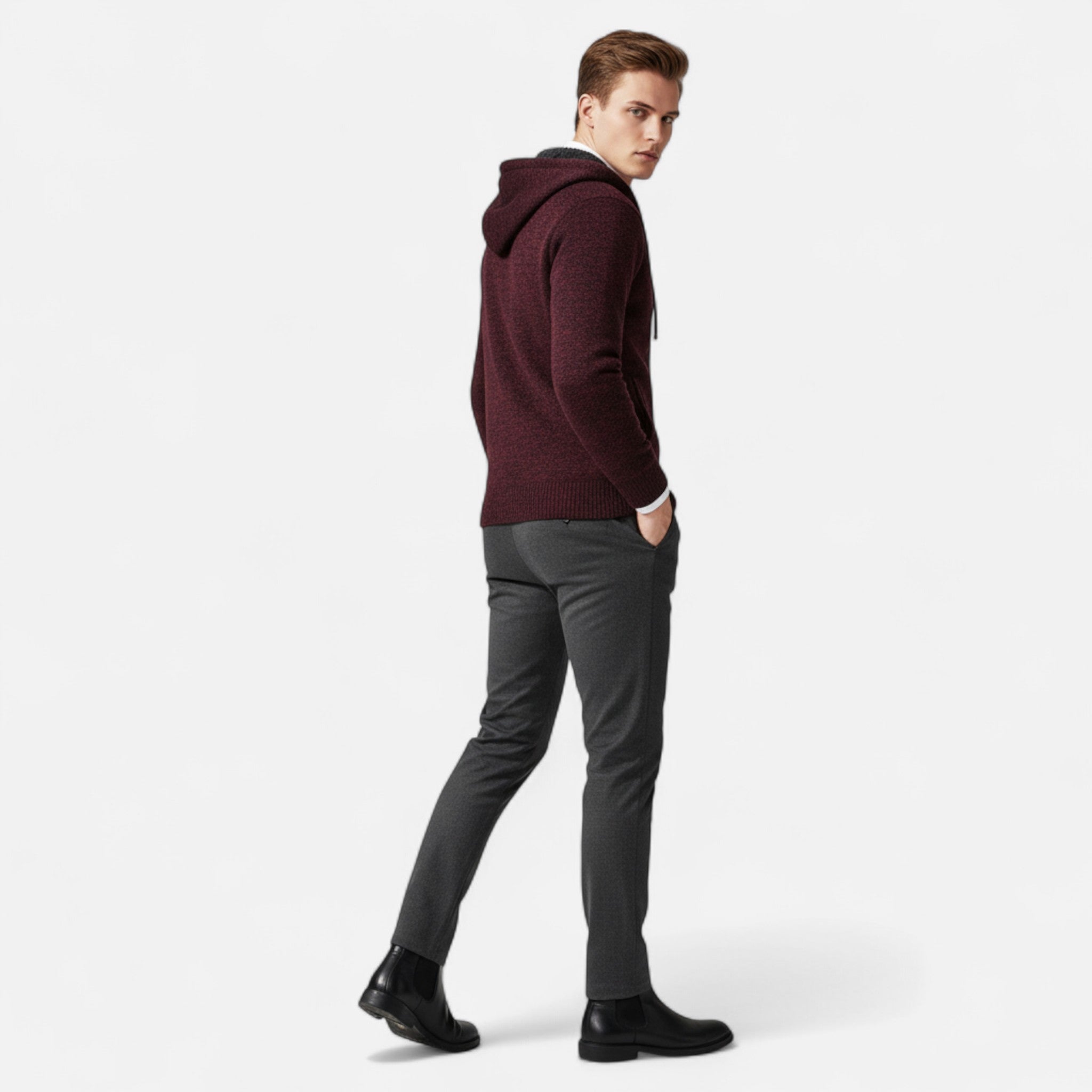 Valmonti | Men’s Zipper Cardigan – Refined Stand-Collar Elegance