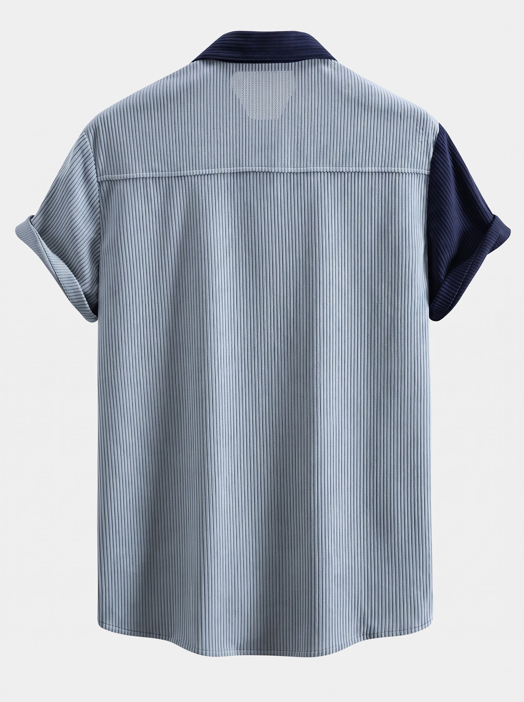 Conjunto coordinado de pana de manga corta para hombre: camisa abotonada con pantalones cortos con cordón de ajuste