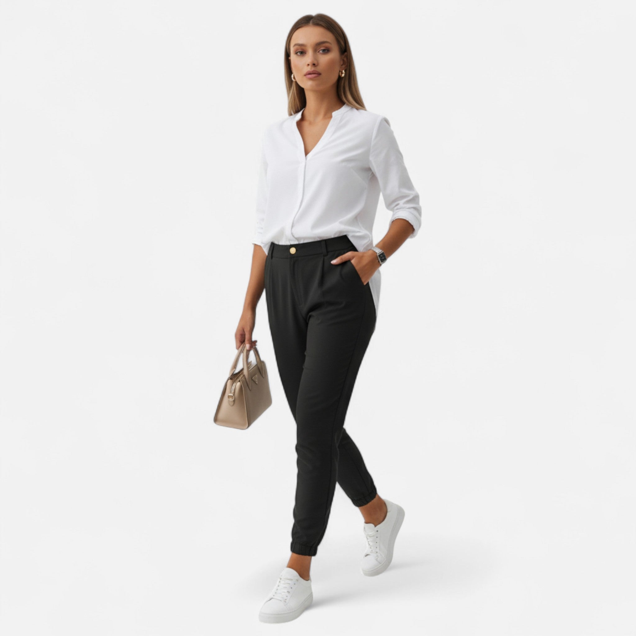 Valmonti | Women’s Trousers – High-Waist Slim-Fit Elegance