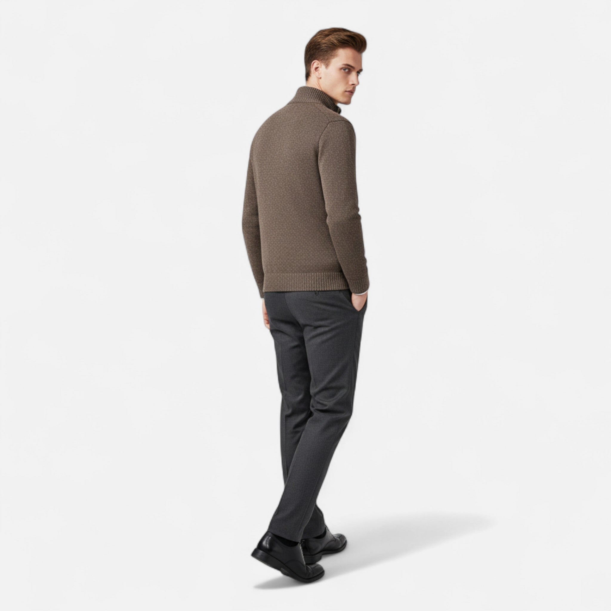 Valmonti | Men’s Knit Cardigan – Refined Stand-Collar Elegance