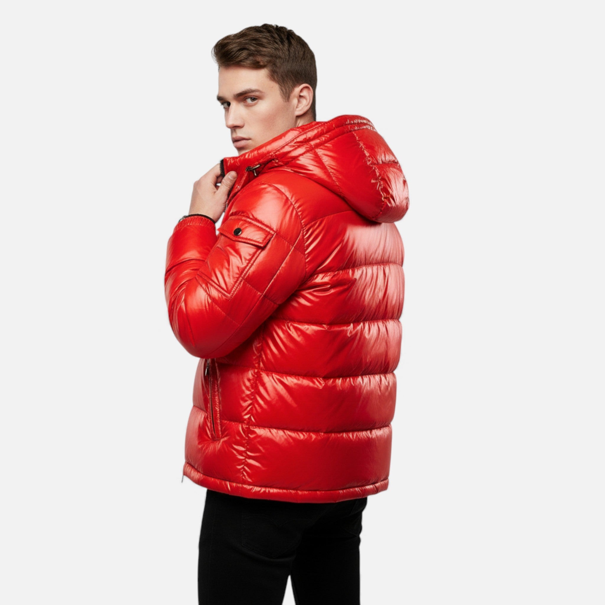 Valmonti | Men’s Short Puffer Down Jacket – Glossy Winter Coat