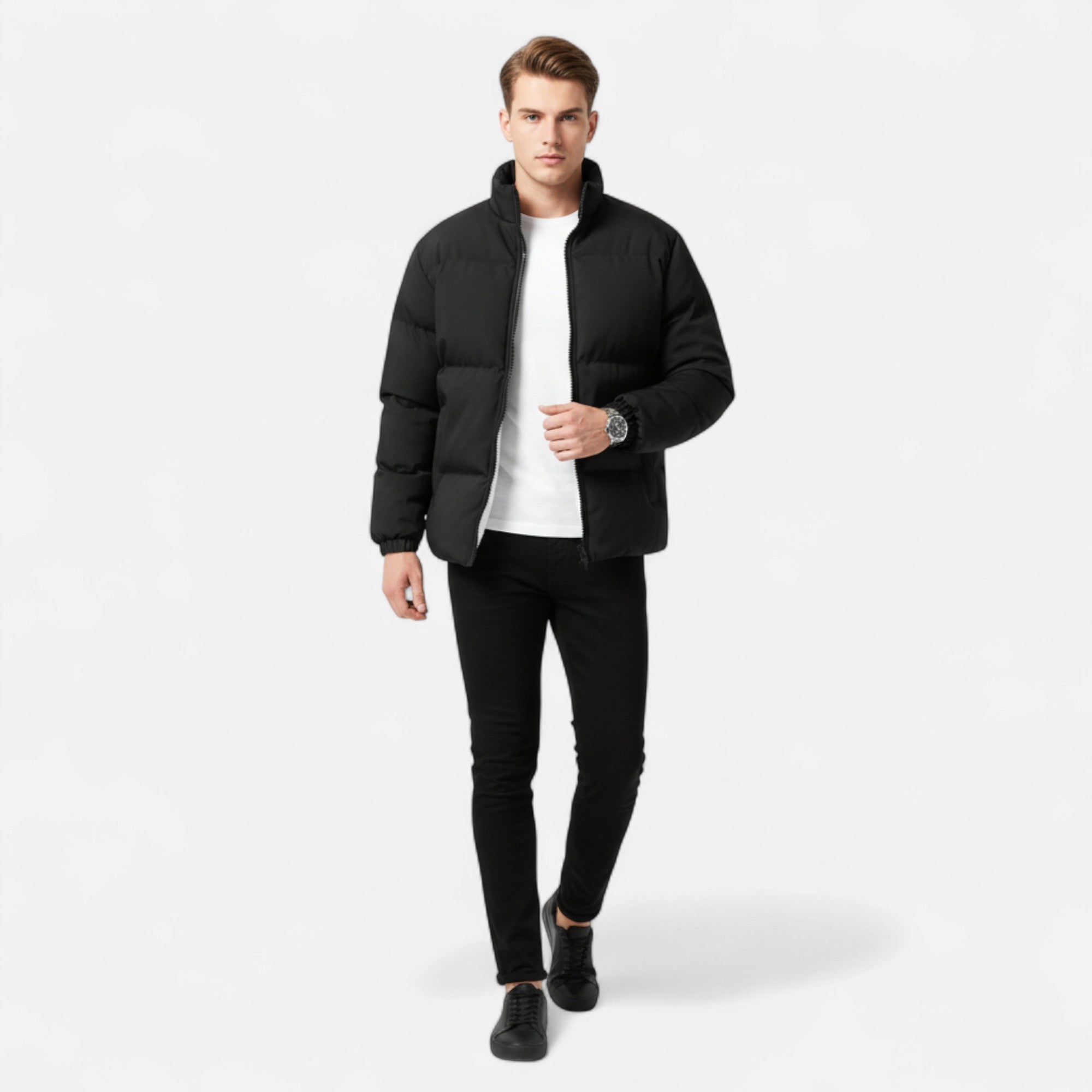 Valmonti | Men’s Classic Jacket – Lambswool Warmth, Stand‑Collar Sophistication