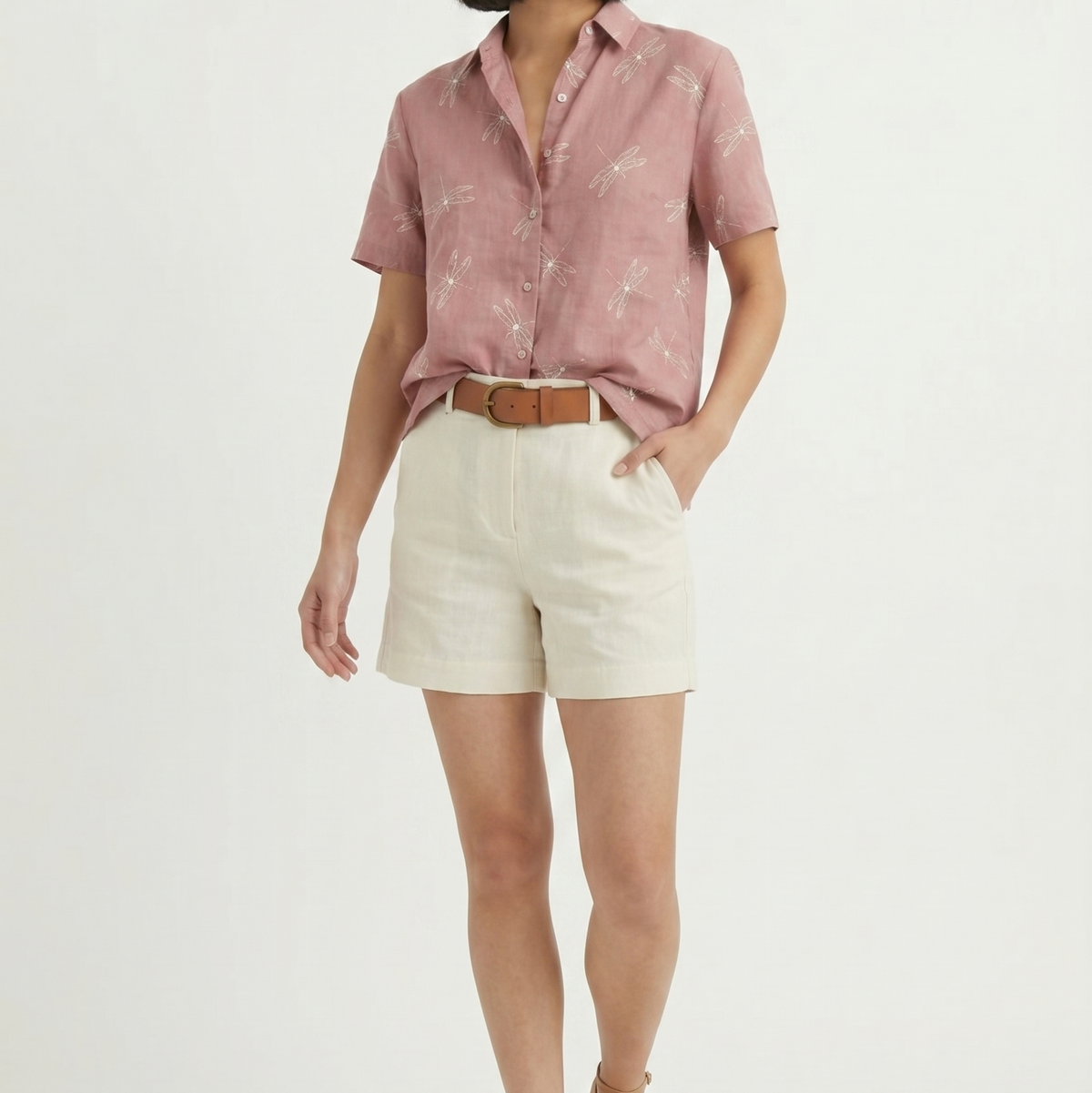 Bedrukt zomers overhemd voor dames met knopen, lichtgewicht, ademend, korte mouwen, casual blouse
