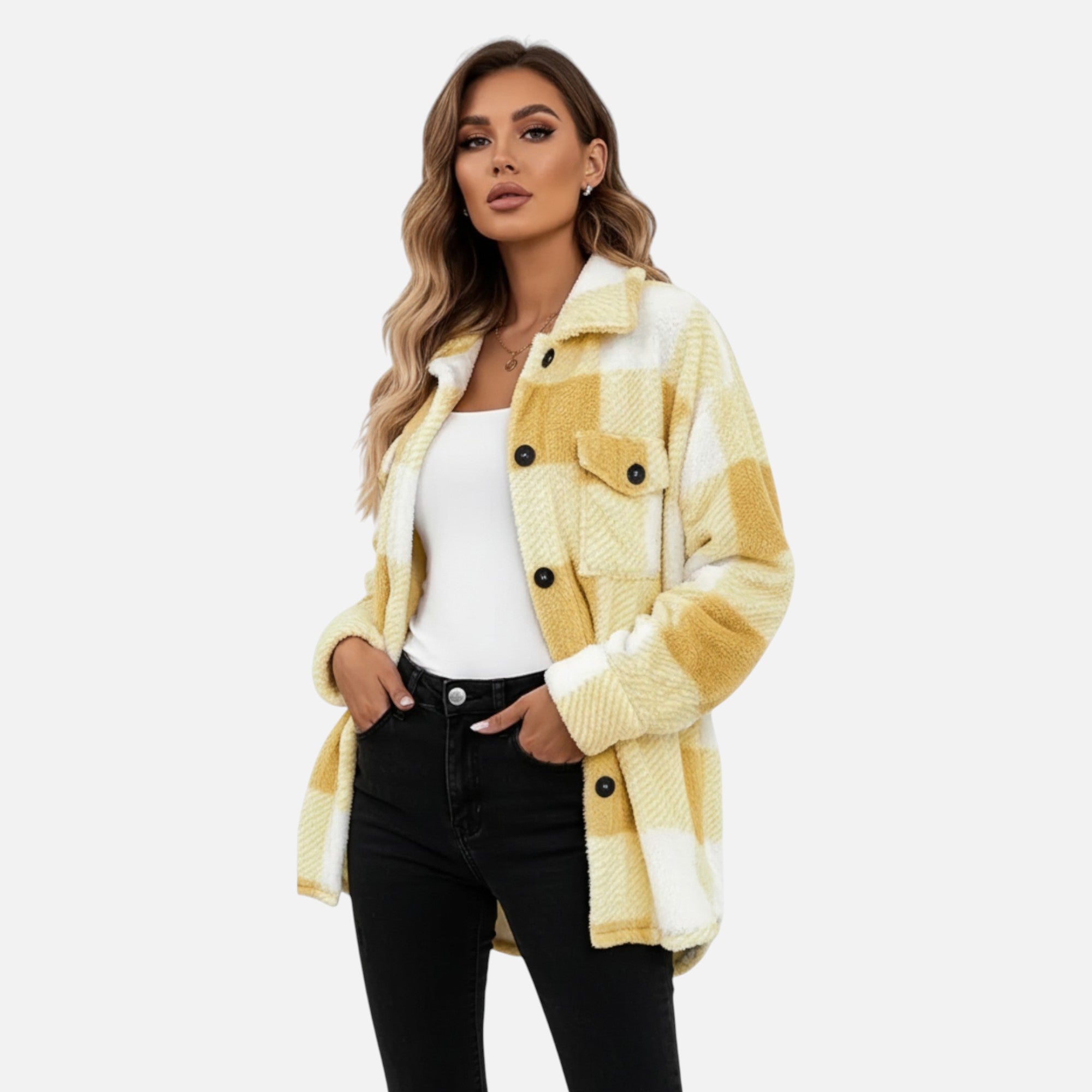 Valmonti | Women’s Checkered Plush Winter Jacket