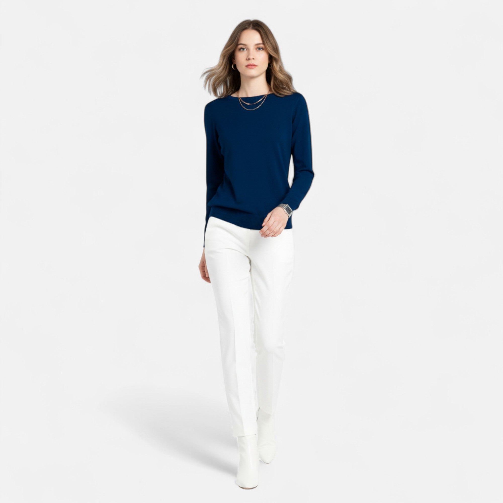 Valmonti | Women’s Blend Sweater – Timeless Round‑Neck Elegance