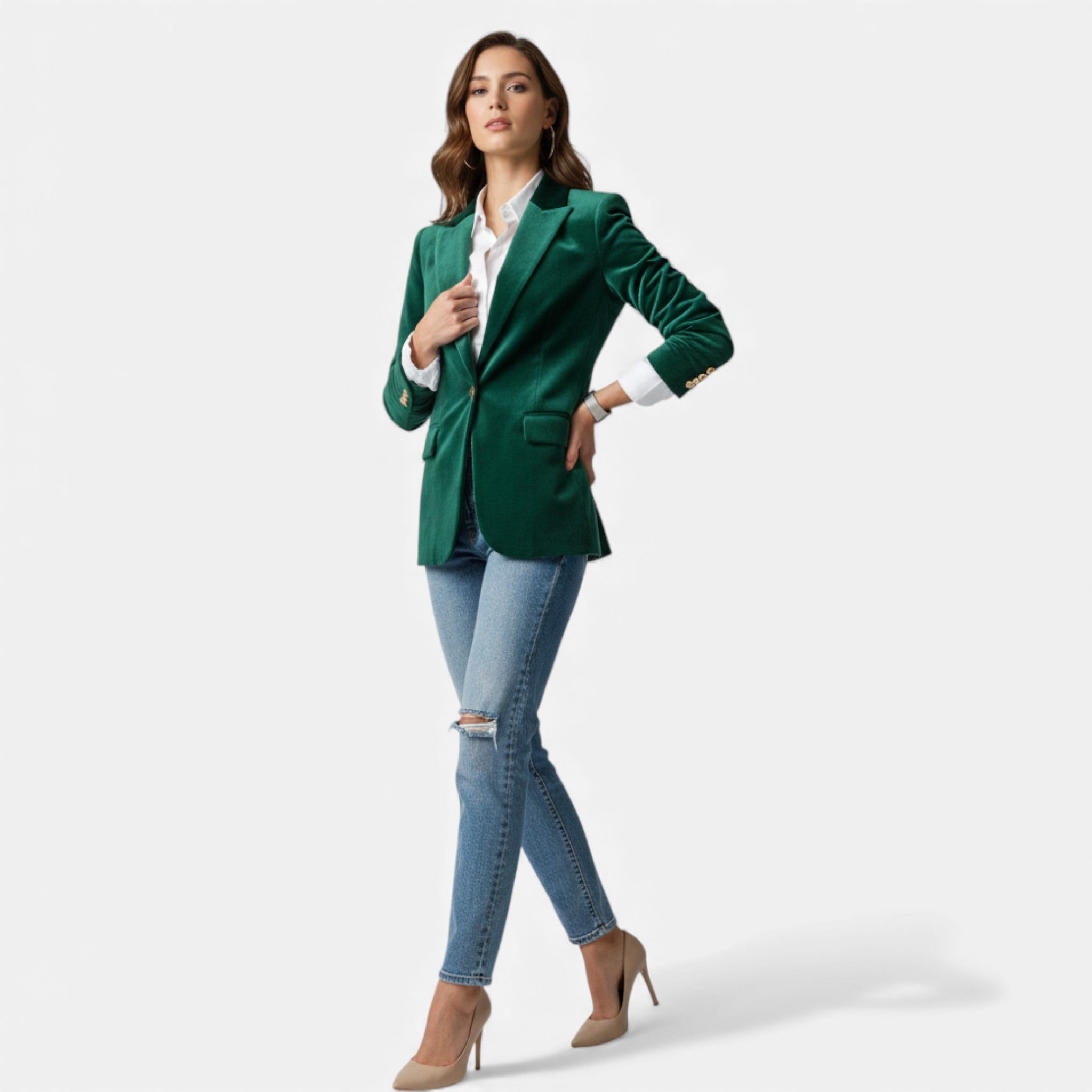 Valmonti | Women’s Velvet Business Blazer – Slim Tailored Jacket