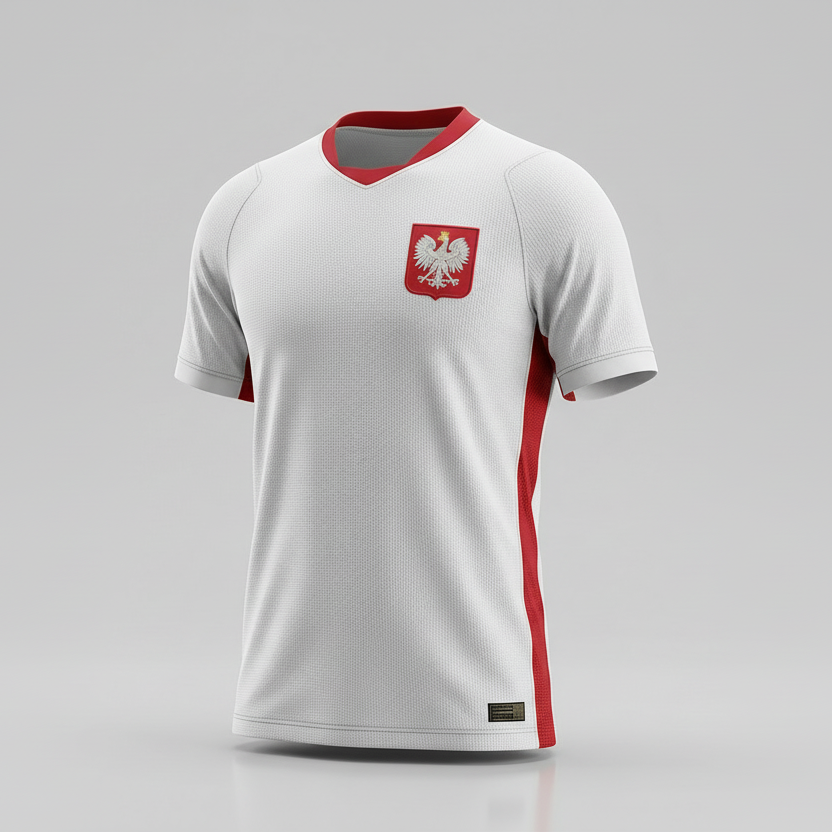 Męska koszulka piłkarska Polski na mecze domowe i wyjazdowe, styl stadionowy, oddychająca, szybkoschnąca, inspirowana meczem, dla kibiców