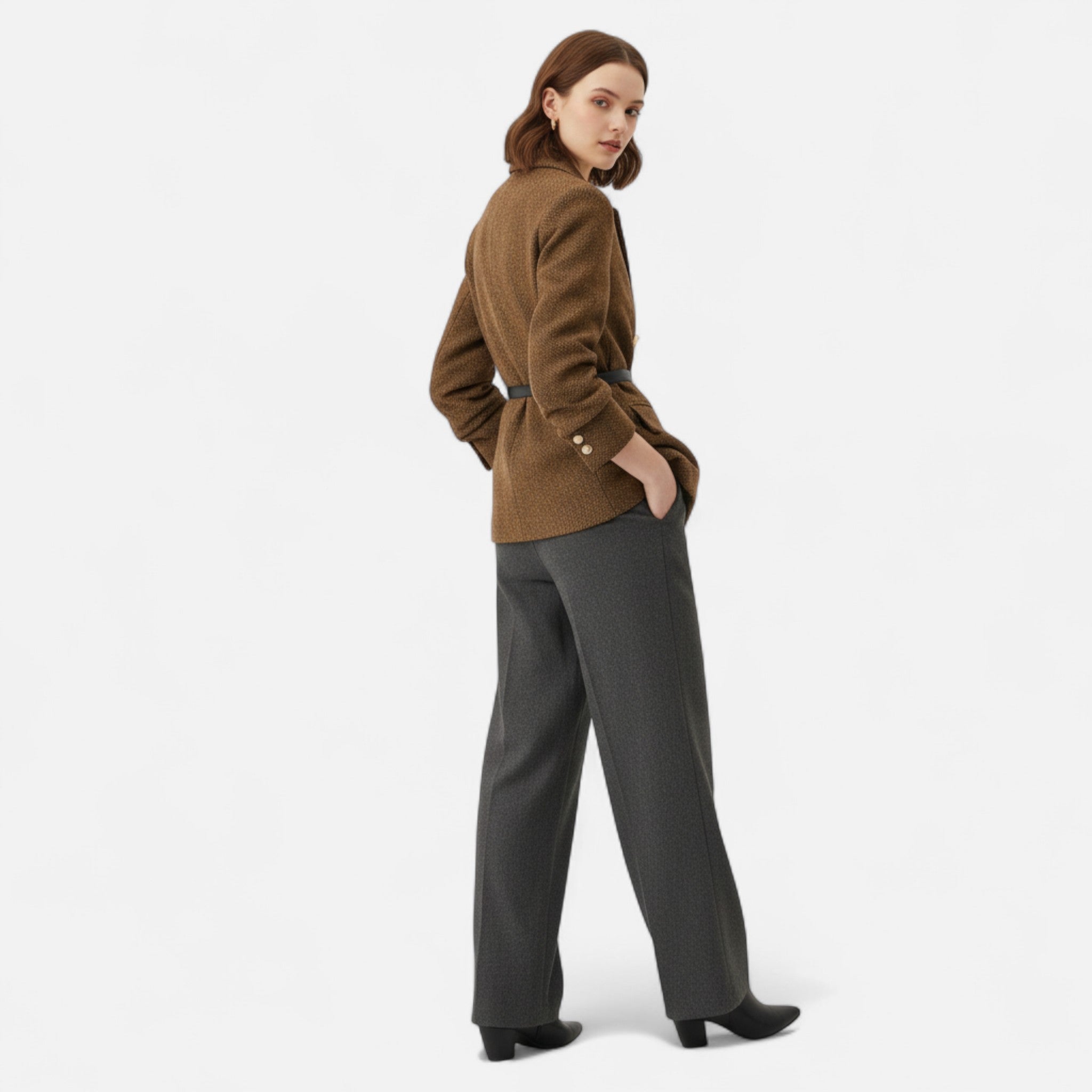 Valmonti | Women’s Tweed Coat – Double-Breasted Elegance