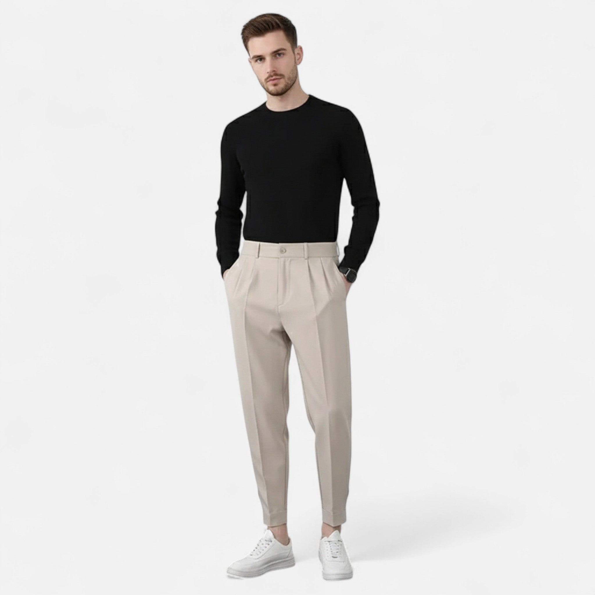 Valmonti | Men’s Trousers – Pleated Tapered Elegance