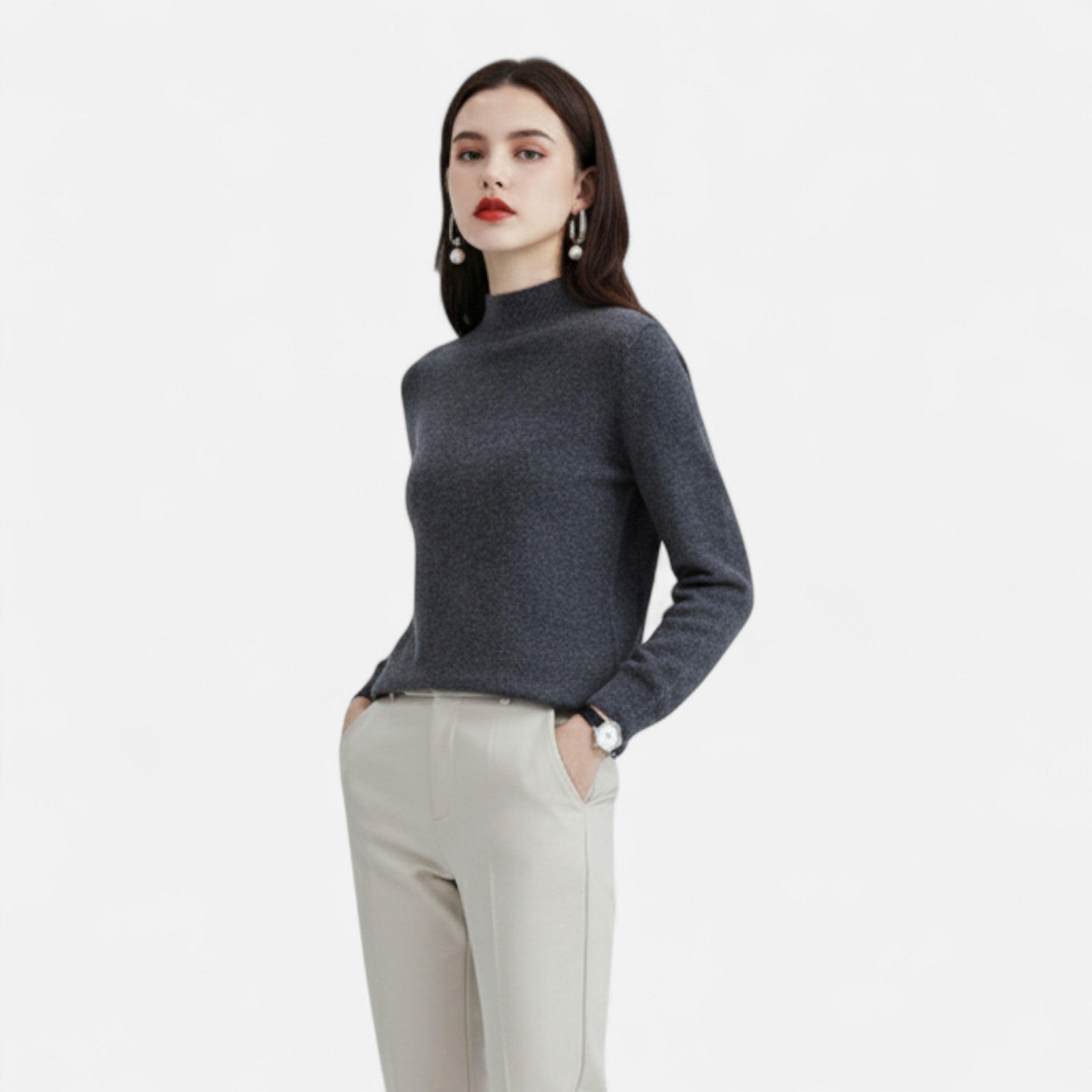 Valmonti | Women’s Pure Wool Half-Neck Sweater