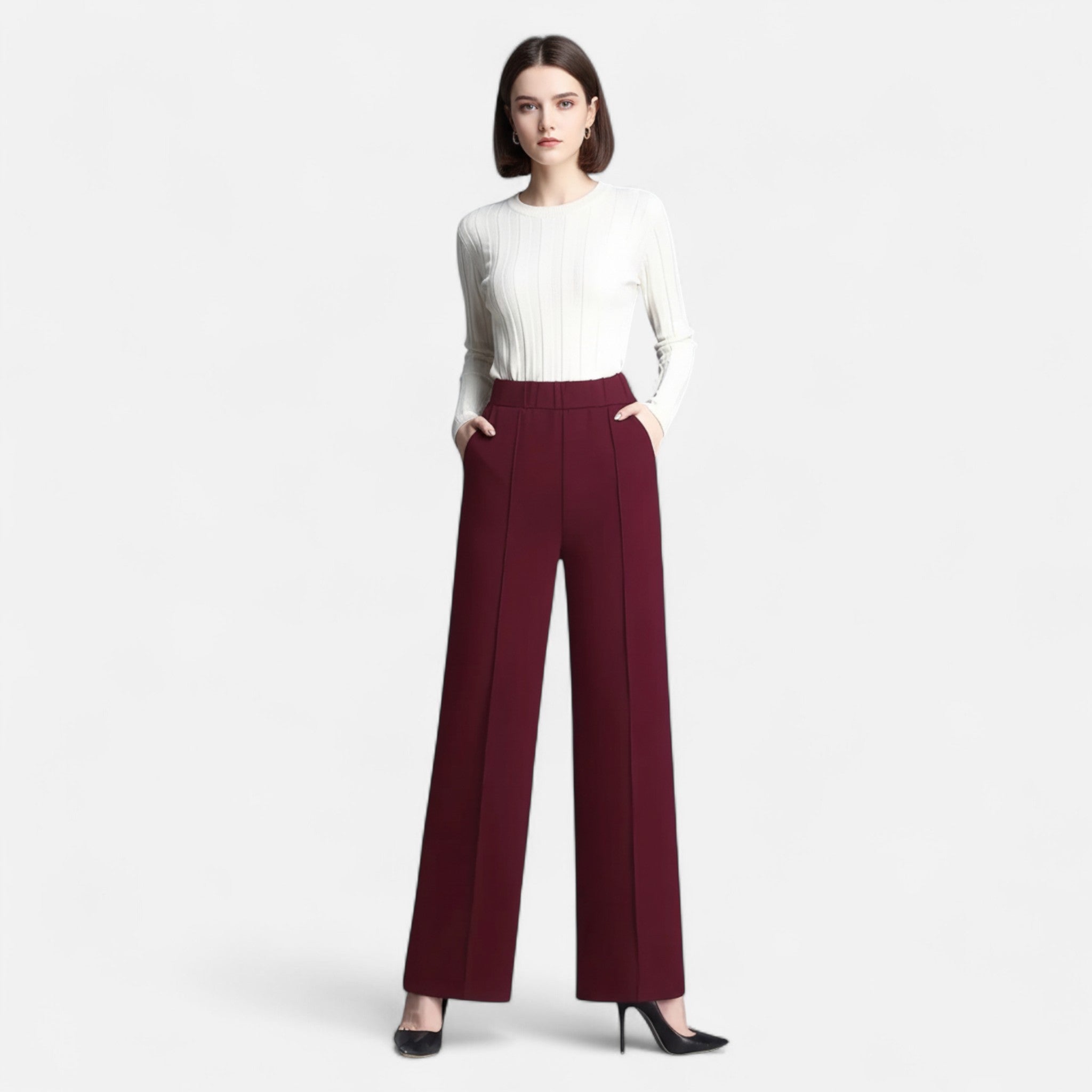 Valmonti | Women’s High-Waist Wide-Leg Trousers