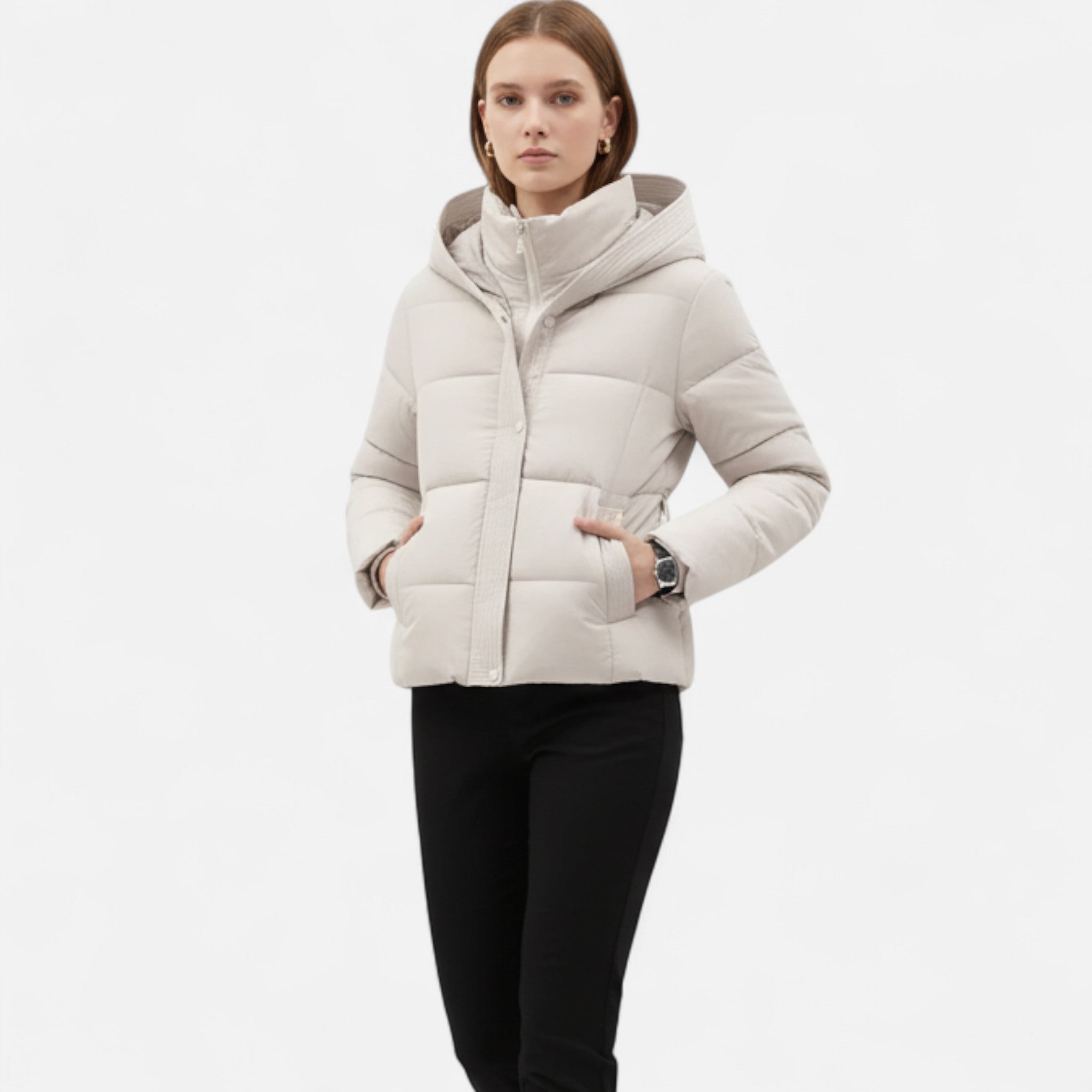 Valmonti | Women’s Belted Hooded Puffer Jacket