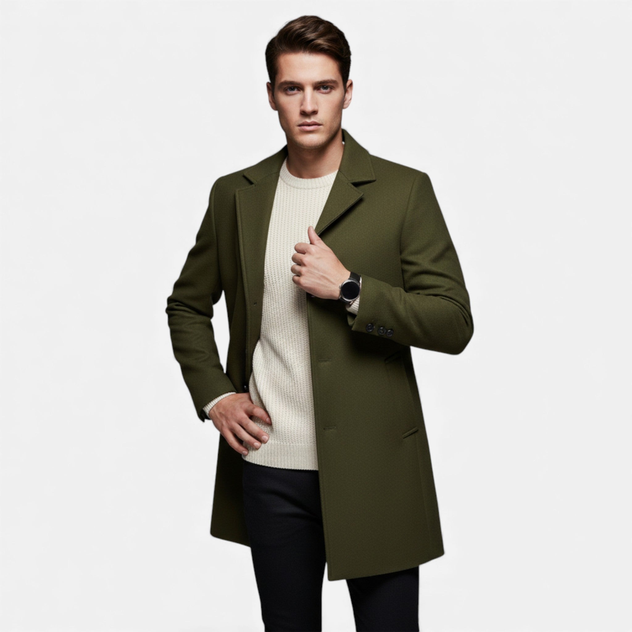 Valmonti | Men’s Wool Overcoat – Classic Business Coat