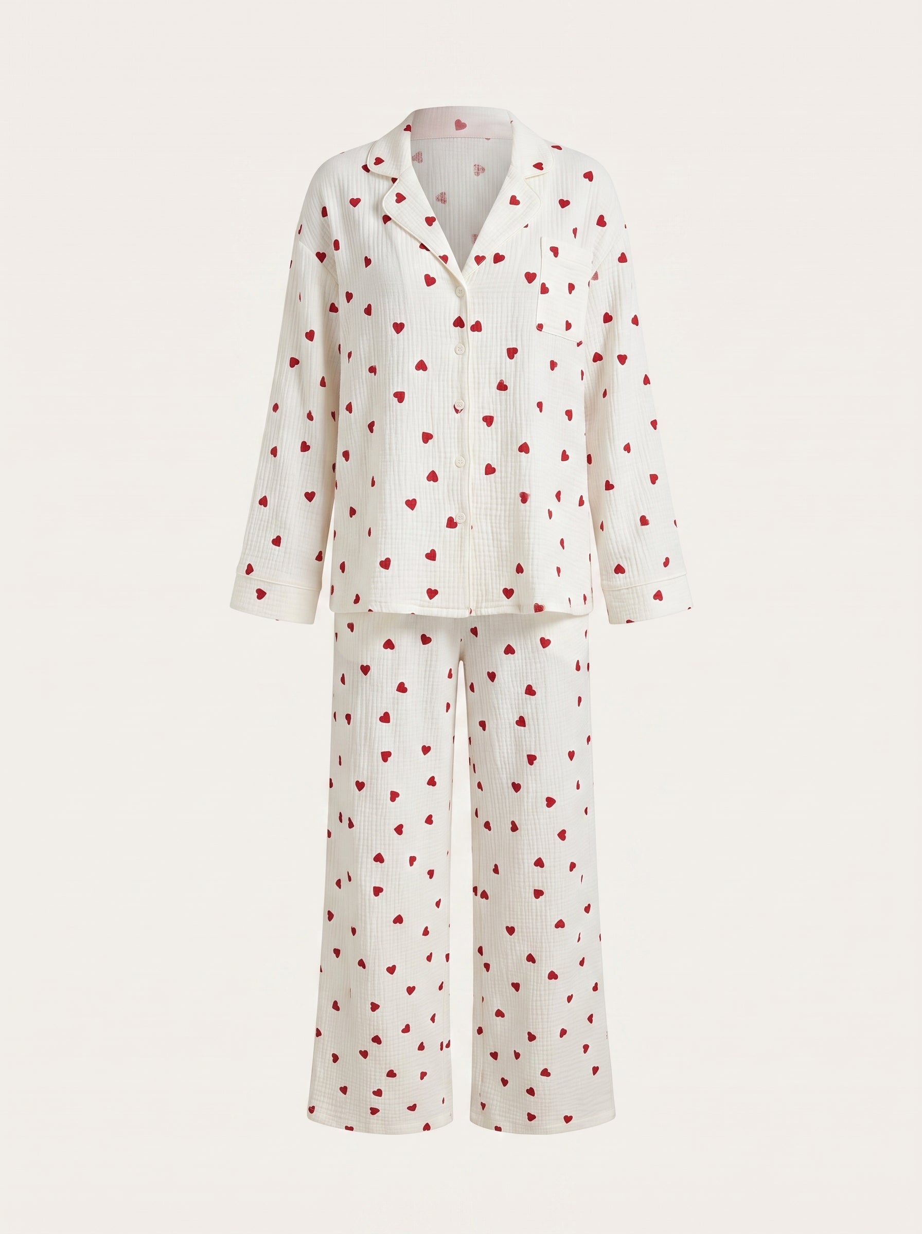 Women’s Printed Pyjama Set – Relaxed Wide-Leg Loungewear for Sleep and Home