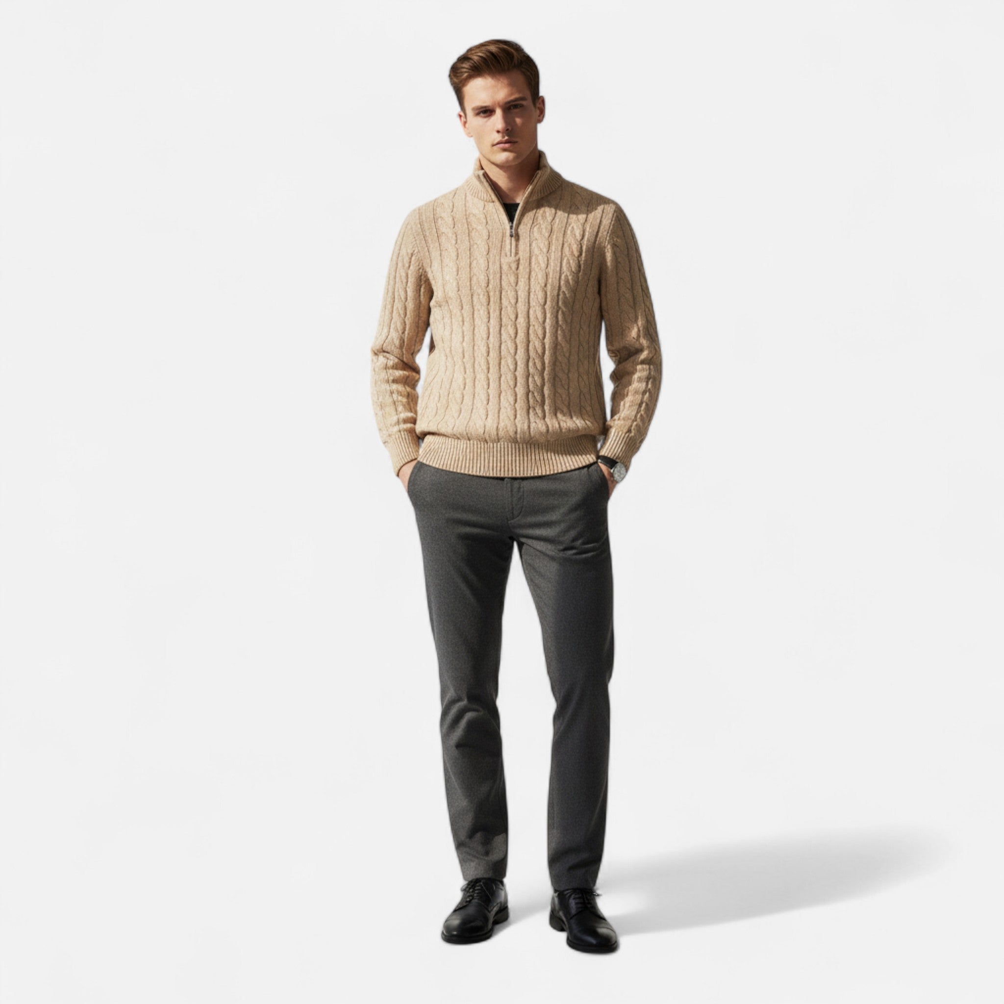 Valmonti | Men’s Old Money Sweater – Timeless Half-Zip Classic