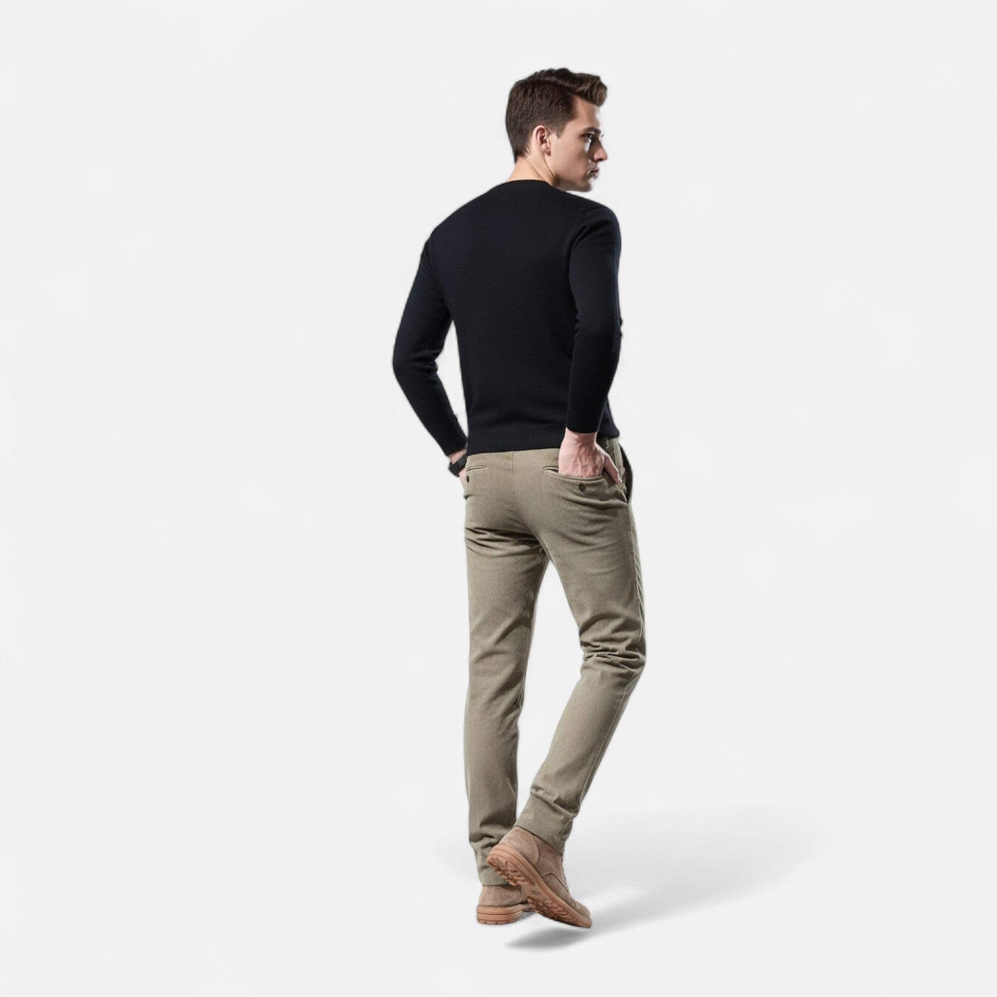 Valmonti | Men’s Chenille Straight-Leg Trousers