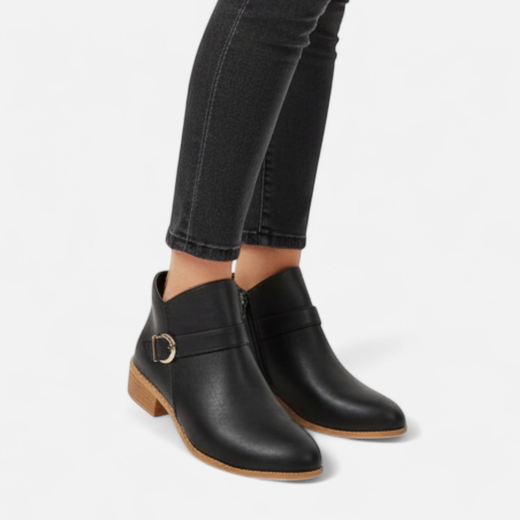 Valmonti | Women’s Ankle Boot – Pointed-Toe Buckle Elegance