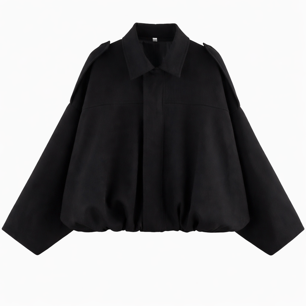 Women’s Oversized Bomber Jacket – Relaxed Shirt-Collar Layer for Autumn and Winter