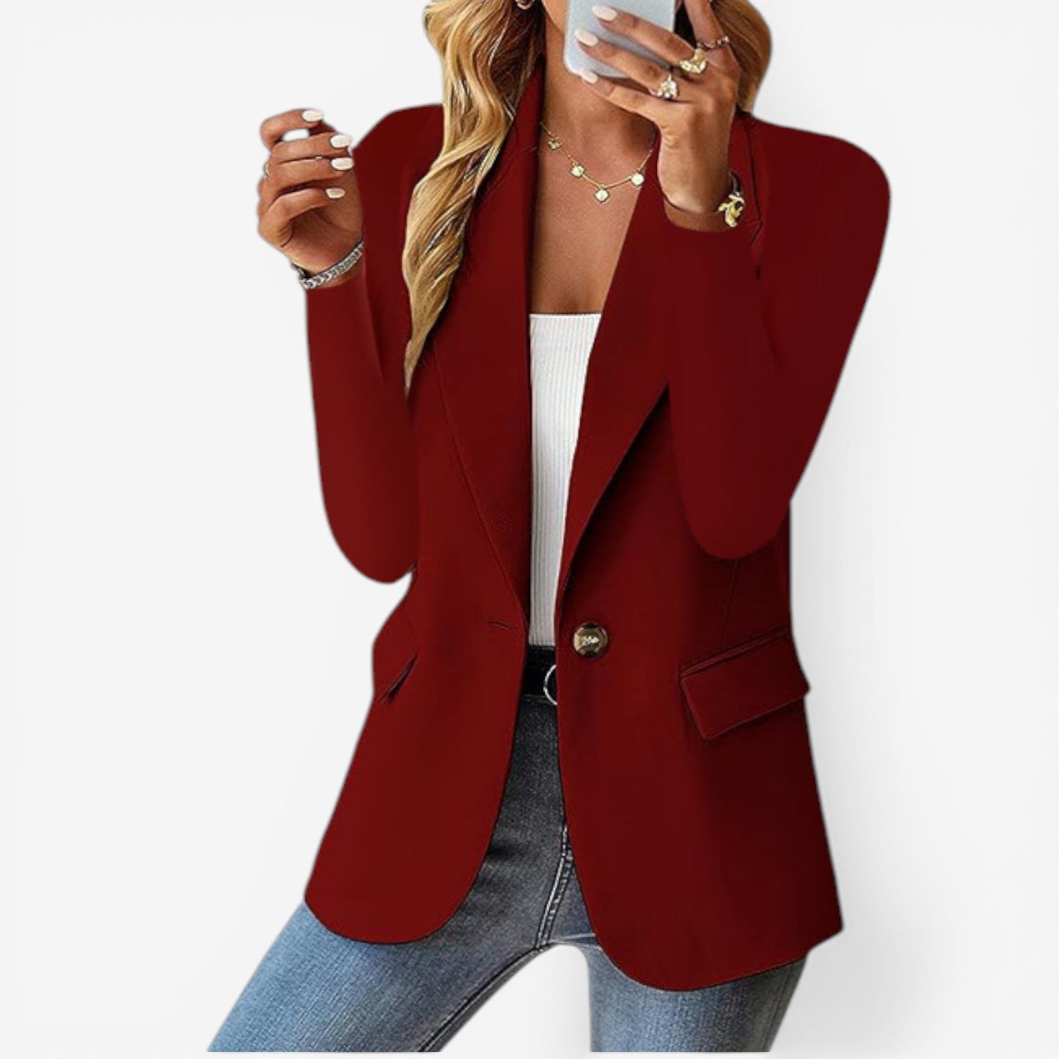 Dámské sako s výraznou klopou – elegantní vrstva s jedním knoflíkem do kanceláře i pro smart casual styl