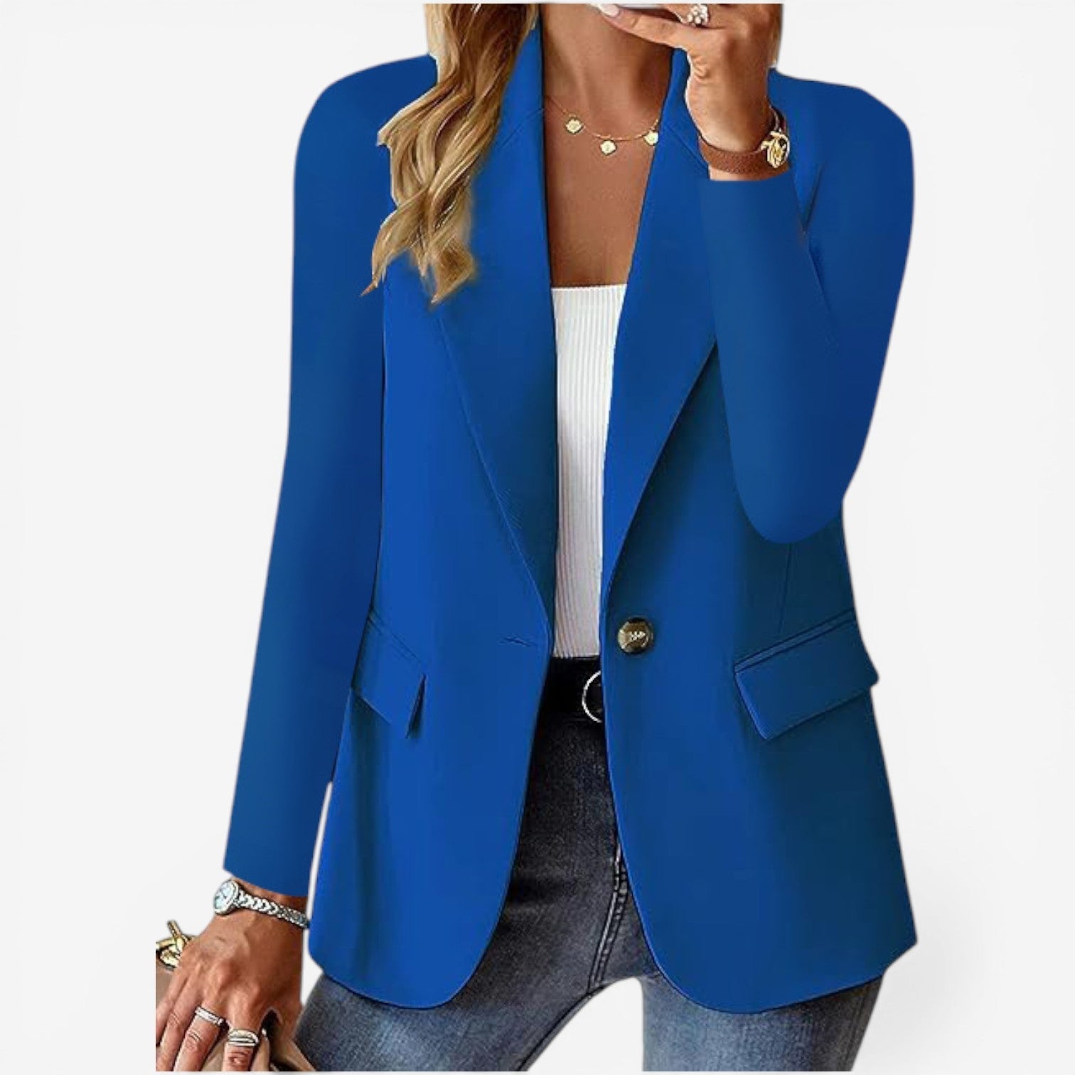 Dámské sako s výraznou klopou – elegantní vrstva s jedním knoflíkem do kanceláře i pro smart casual styl