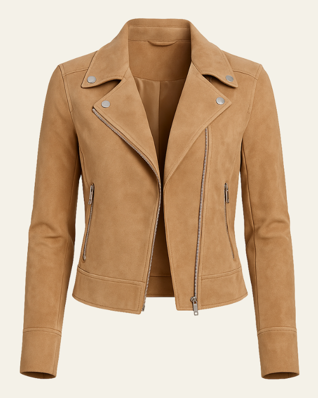 Women’s Tailored Moto Jacket – Asymmetric Zip Layer for Spring and Autumn