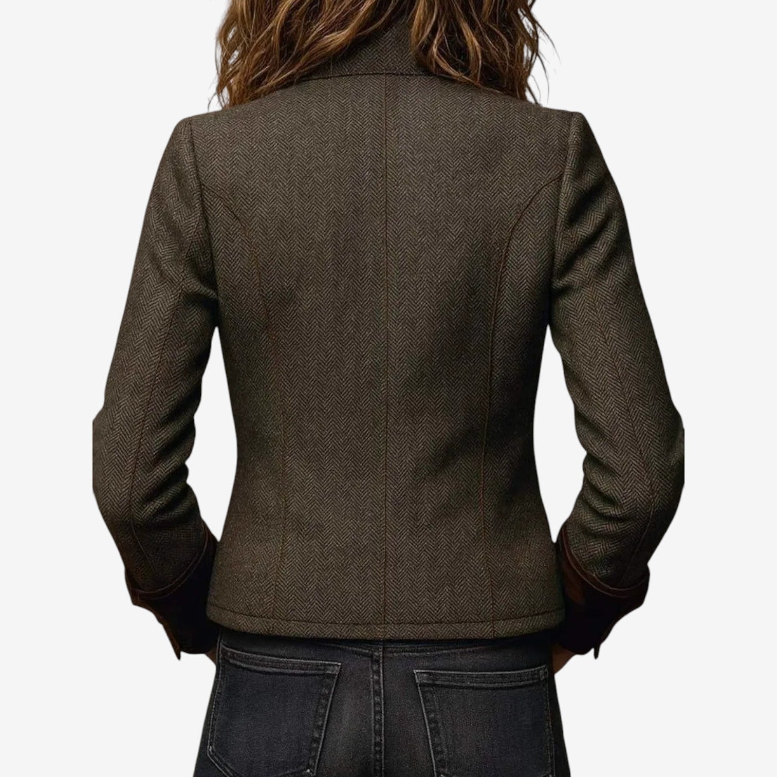 Struktureret sildebensjakke til kvinder – figursyet lag med knaplukning foran til smart casual-look