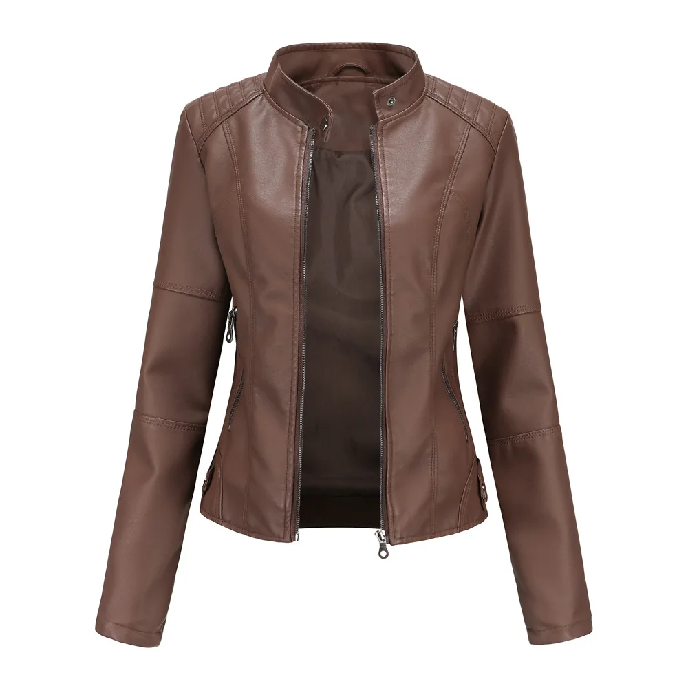 Women’s Fitted Moto Jacket – Zip-Front Biker Layer for Spring and Autumn