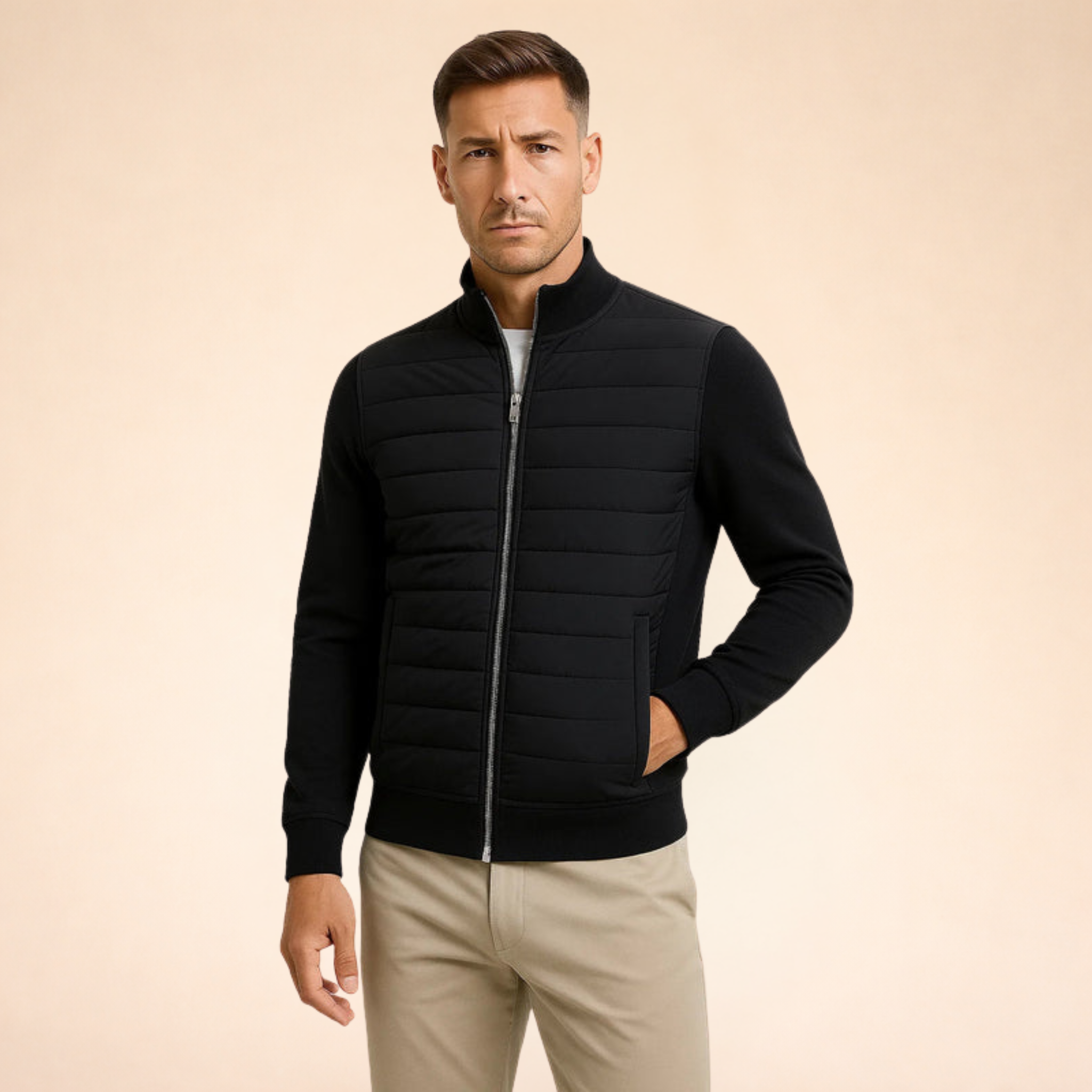 Hybrid quiltet jakke til mænd – vindtæt lag til efterår og vinter, perfekt til smart casual-look
